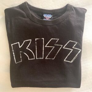 KISS classic rock band concert t-shirt black w silver logo Medium soft